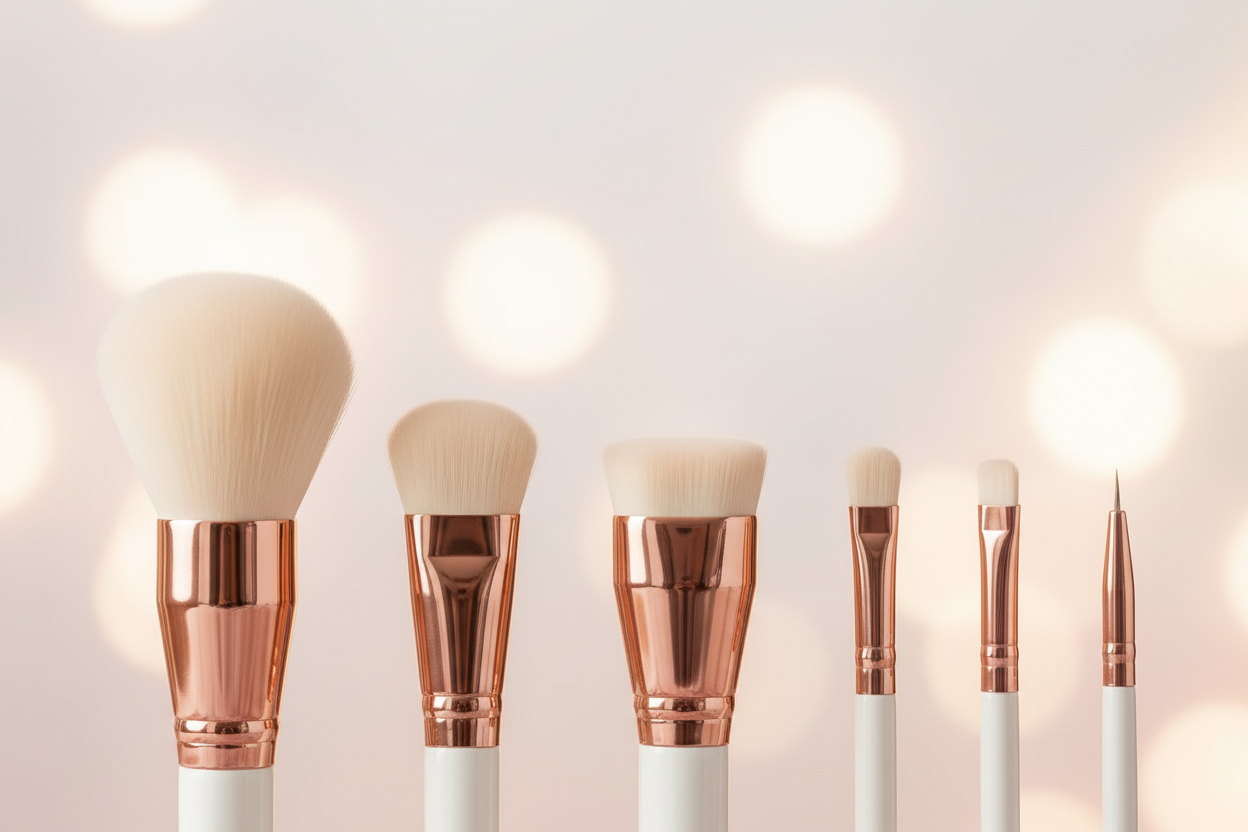 Close-up comparison of different brush head types and bristle textures
